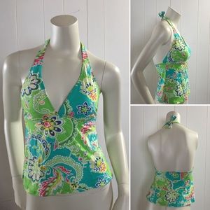 Ralph Lauren paisley padded halter tankini top